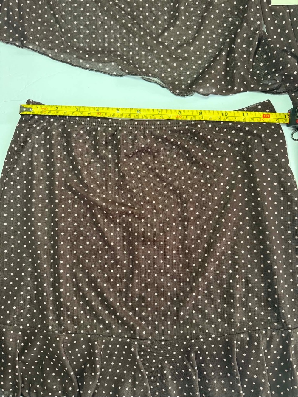 See You Monday Brown Polka Dot Tube Top & Ruffle Mini Skirt Set - Size L - NWT - Picture 2 of 7